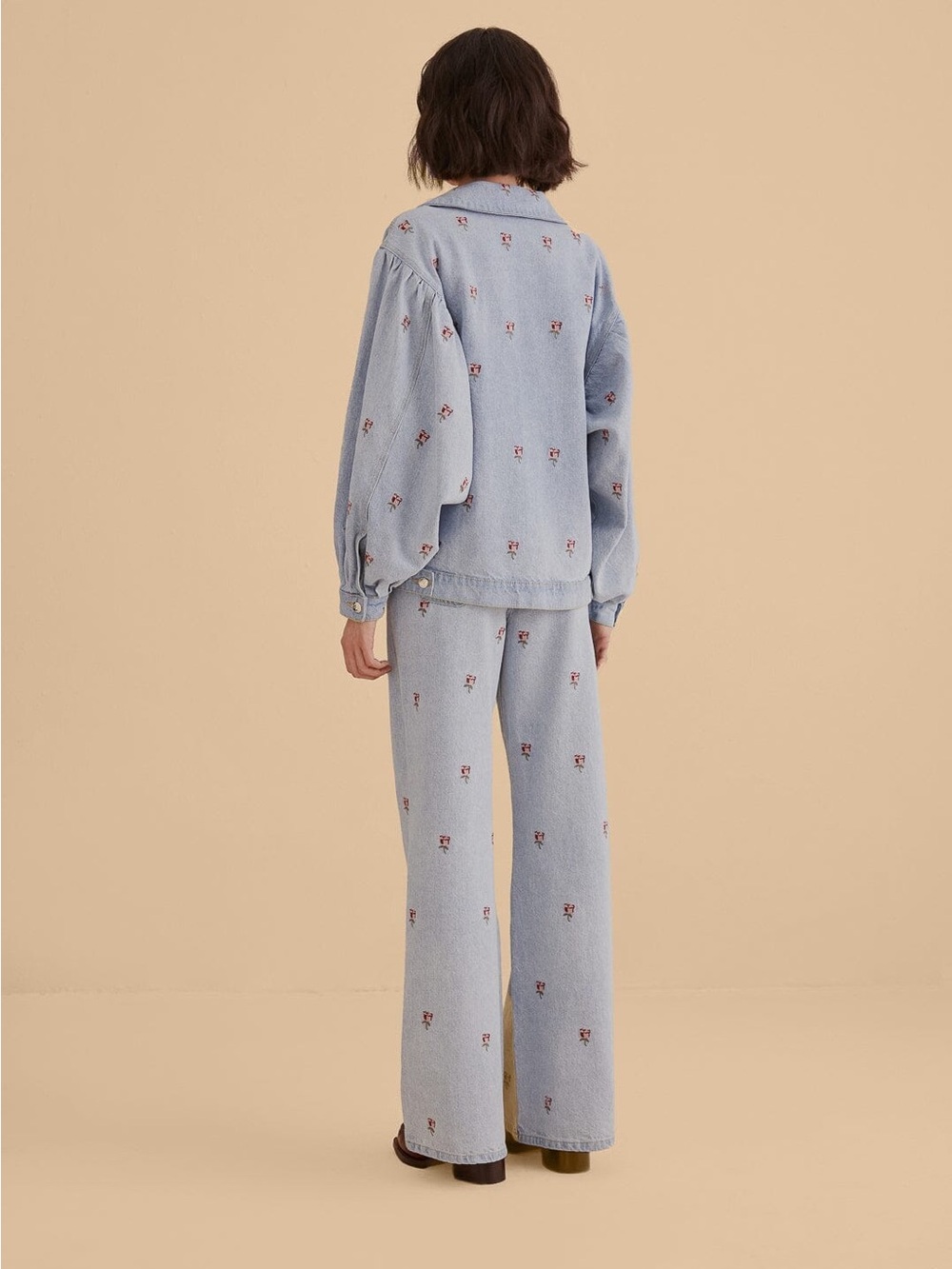 Farm Rio Rose Embroidered Denim Pants - Picture 6 of 15